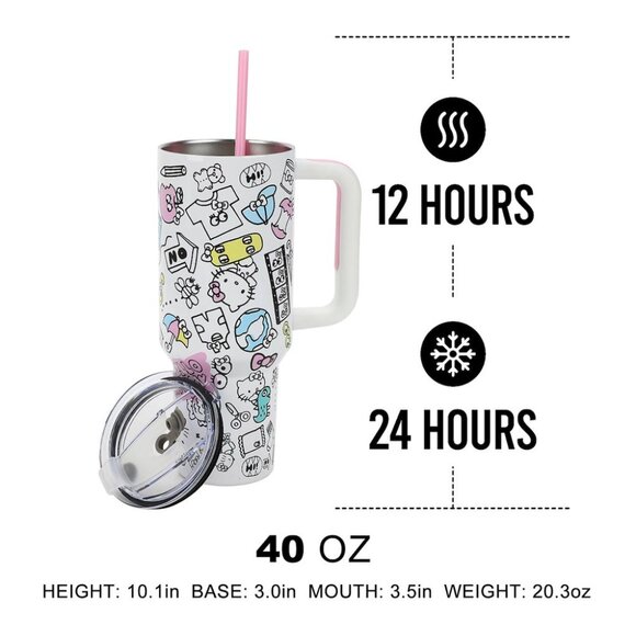 Hello Kitty 40 Oz Stainless Steel Tumbler With Attachable Bag - Picture 12 of 16